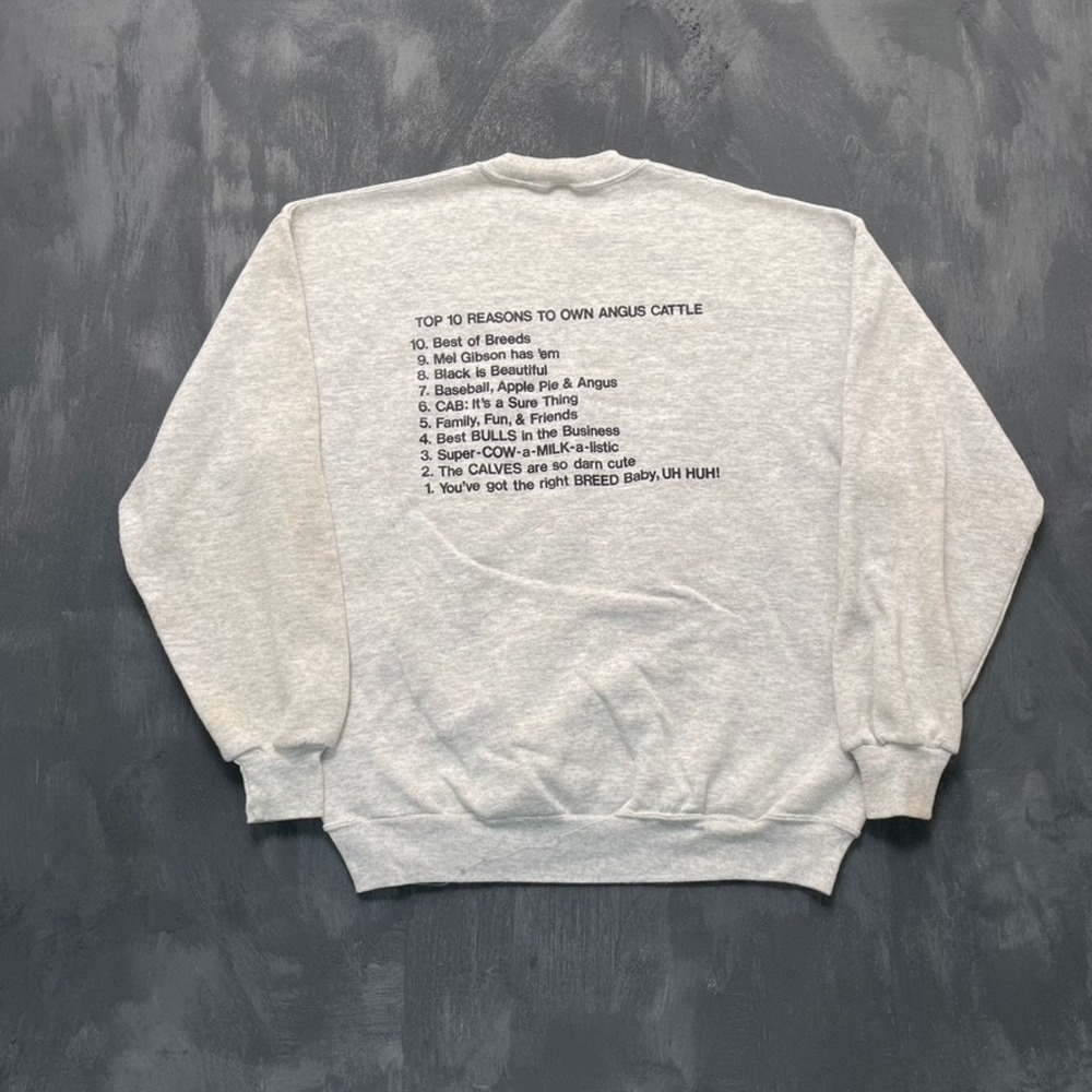 vintage angus beef‎ sweatshirt mens xl gray 1990s usa meat